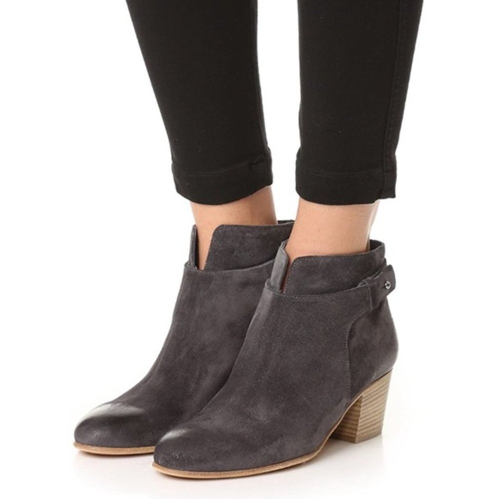 VINCE Harriet Leather Block Heel Bootie Ankle Booties Size 9.5 Brown